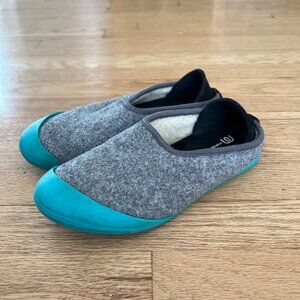 Mahabis Classic Curve Felt Wool Slippers Gray Blue Women's EU Size 37/US 6.5-7